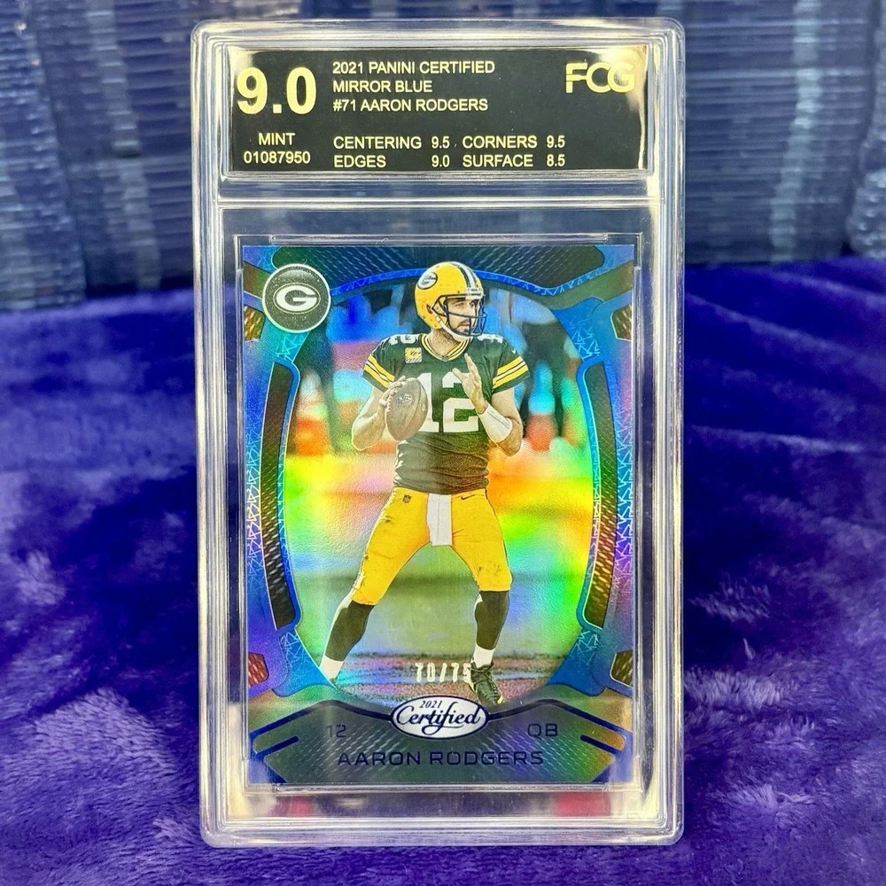 Aaron Rodgers 2021 Panini Certified Blue Mirror /75 FCG Mint 9 Green Bay Packers